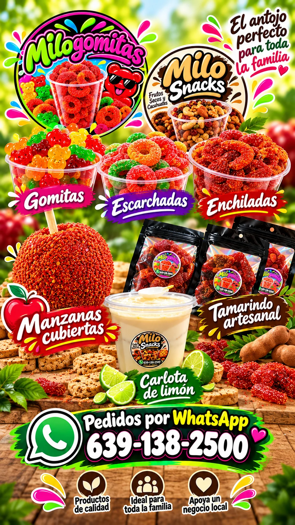 Variedad de productos Milo Gomitas y Milo Snacks